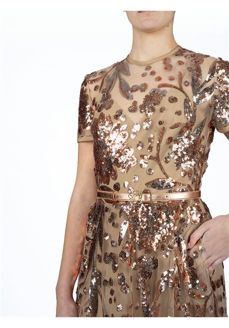 Abito midi in tulle con paillettes in beige ELie Saab - donna ELIE SAAB | D0162NR25YA022TUSCANTAN
